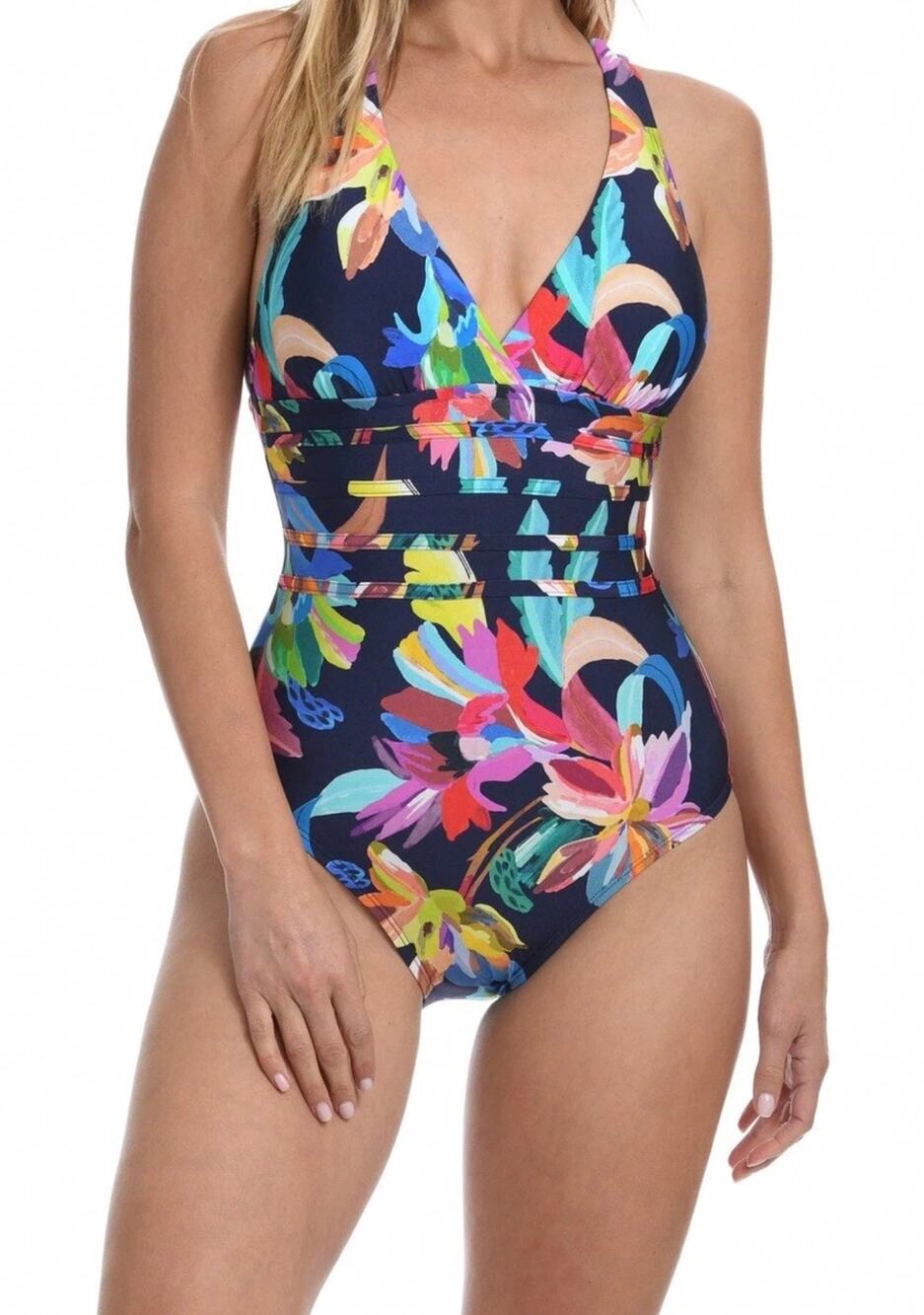 NEW NWT La Blanca 12 By The Sea Cross Back One Piece Swimsuit Bikini Beach Swim‎
